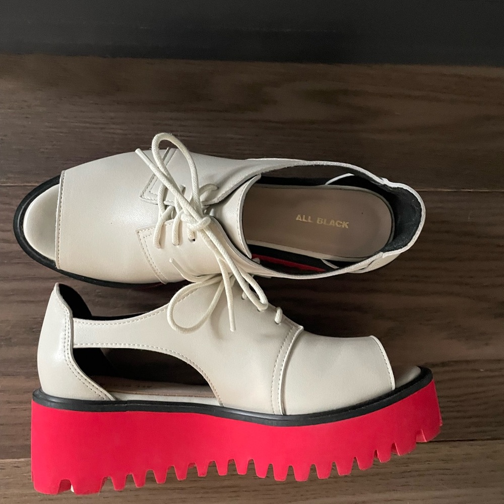 All Black Foot wear Flatform size 39.5 off white and red Anthropologie